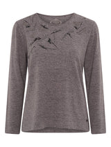 TIGI 10/12 Grey Abstract Print & Diamante Crew Neck Top - T25-11D