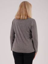 TIGI 10/12 Grey Abstract Print & Diamante Crew Neck Top - T25-11D