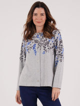 TIGI 10/12 Grey Shoulder Floral Print Cardi - T25-12A