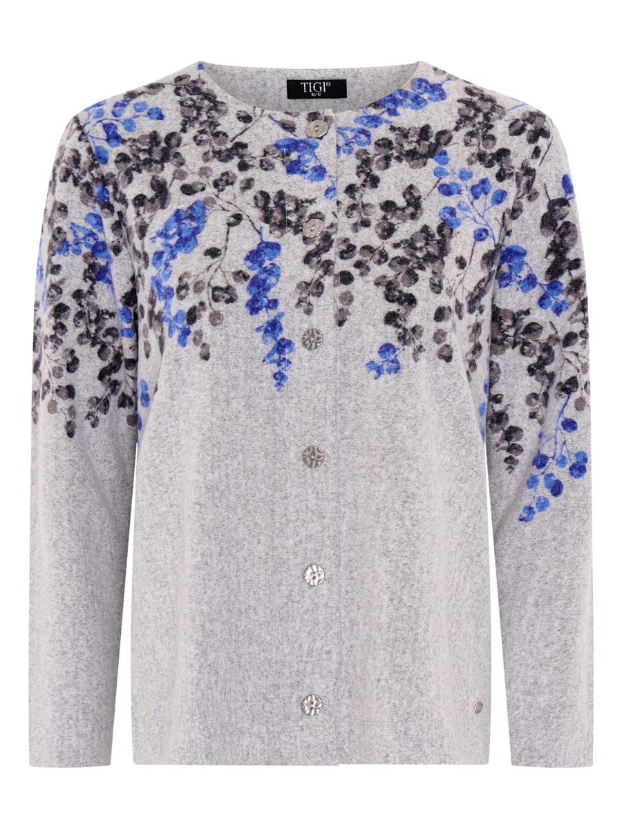 TIGI 22/24 Grey Shoulder Floral Print Cardi - T25-12A