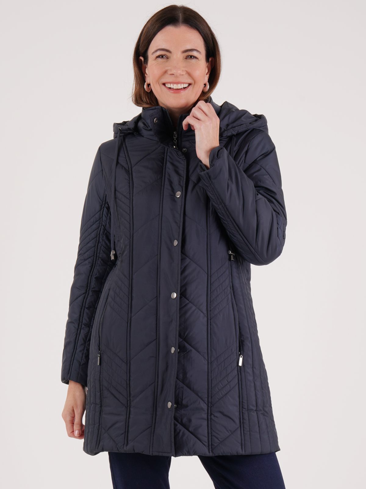 TIGI 14/16 Navy Hooded Quilt Coat - T25-13E