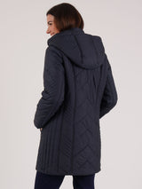 TIGI 22/24 Navy Hooded Quilt Coat - T25-13E
