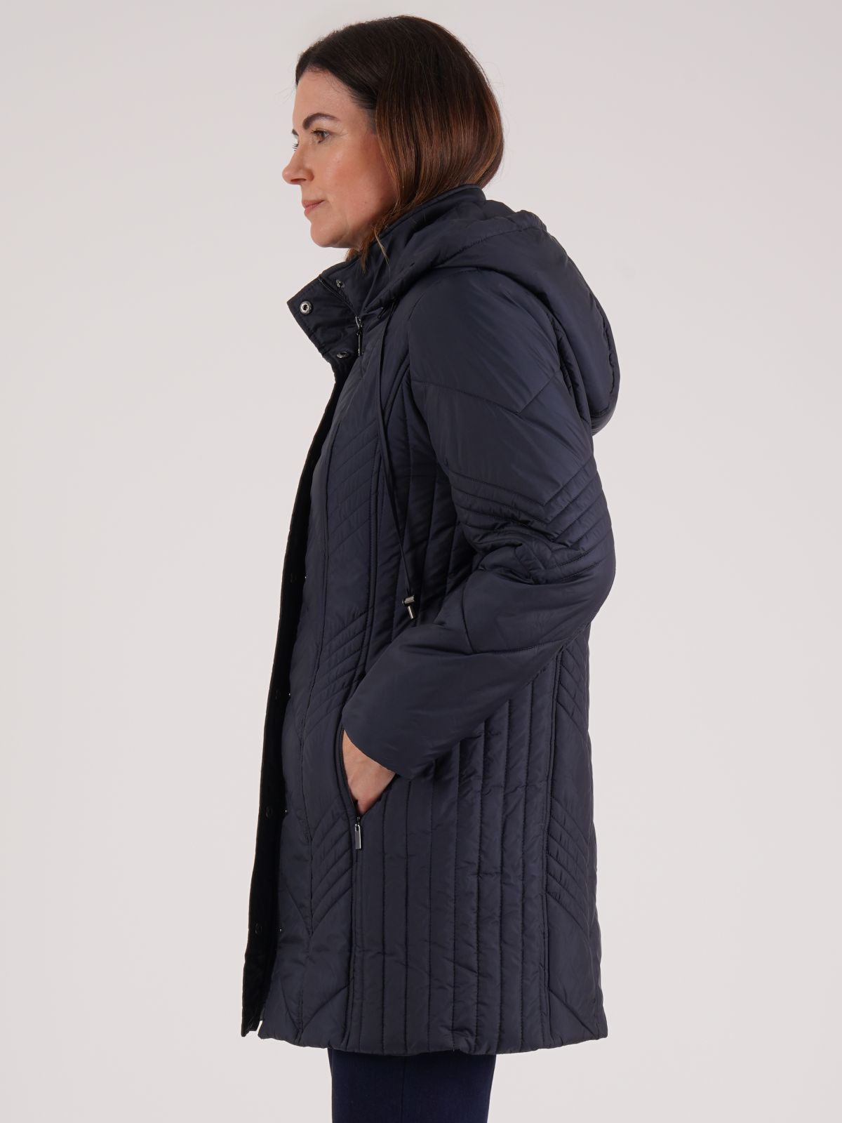TIGI 22/24 Navy Hooded Quilt Coat - T25-13E