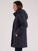 TIGI 22/24 Navy Hooded Quilt Coat - T25-13E