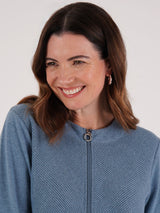 TIGI 10/12 Blue Stella Chevron Rib Zip Cardigan - T25-15C