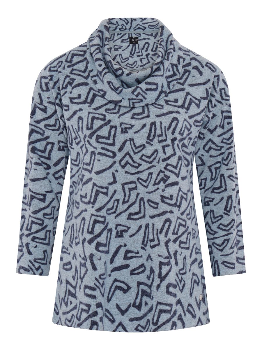 TIGI 10/12 Grey Aztec Print Cowl Neck Top - T25-15E