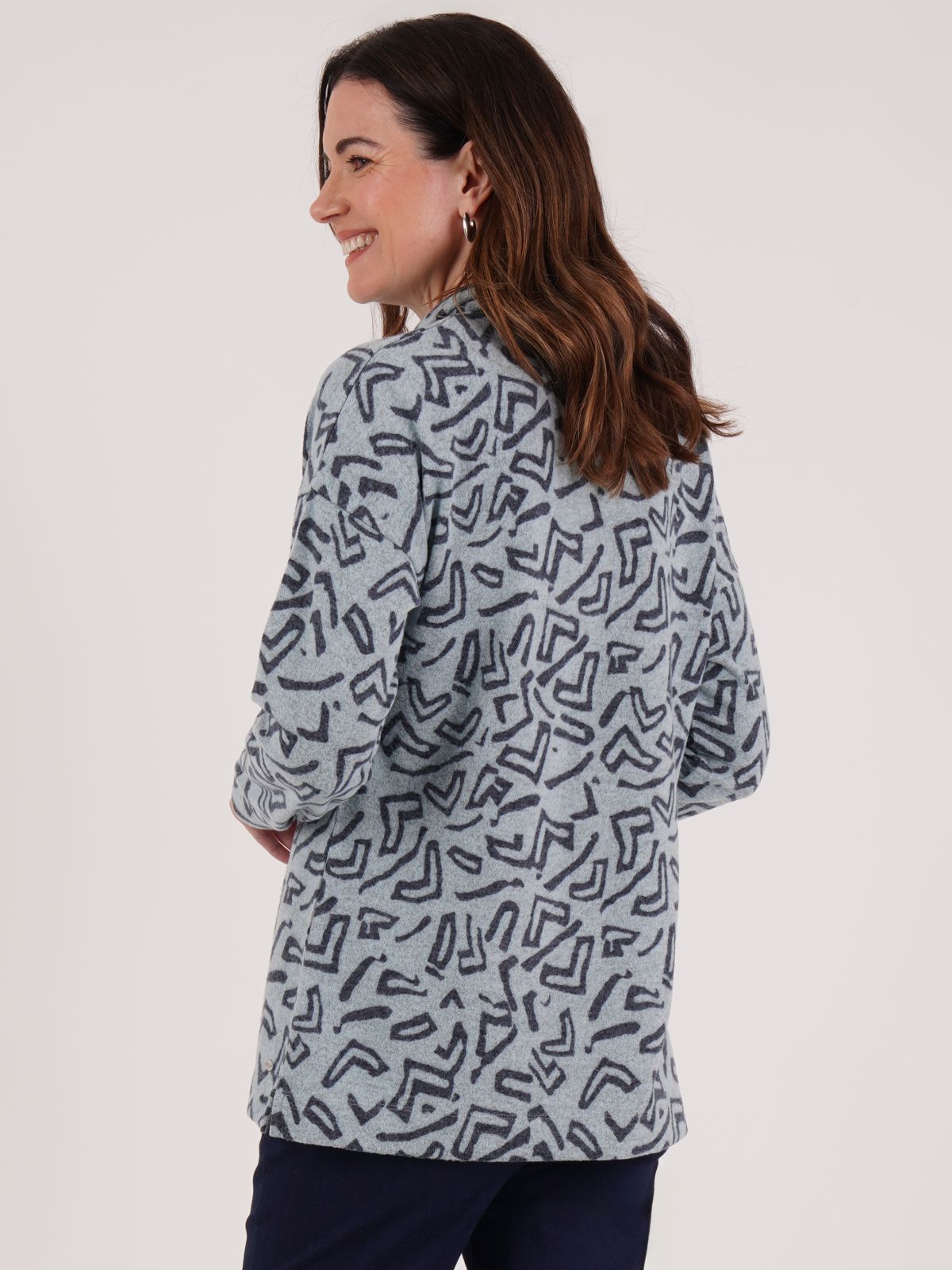 TIGI 10/12 Grey Aztec Print Cowl Neck Top - T25-15E