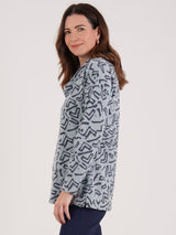 TIGI 10/12 Grey Aztec Print Cowl Neck Top - T25-15E