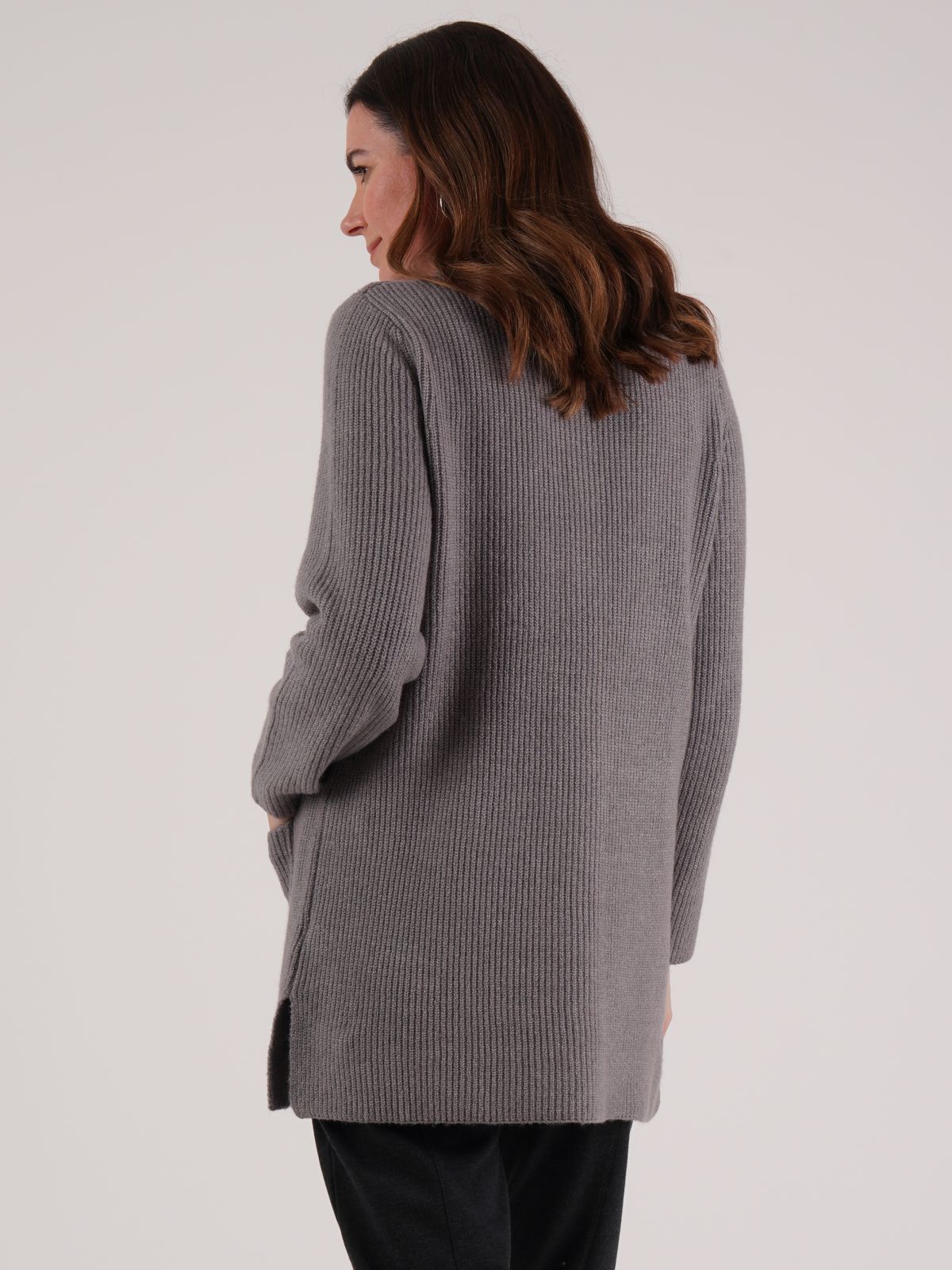 TIGI 10/12 Grey Flint Long Line Cardigan - T25-16B
