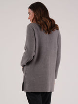 TIGI 10/12 Grey Flint Long Line Cardigan - T25-16B