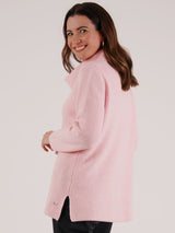 TIGI 14/16 Dusty Pink Cable Detail Cowl Neck Jumper - T25-16E