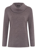 TIGI 10/12 Grey Flint Cable Detail Cowl Neck Jumper - T25-16F