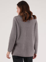 TIGI 10/12 Grey Flint Cable Detail Cowl Neck Jumper - T25-16F