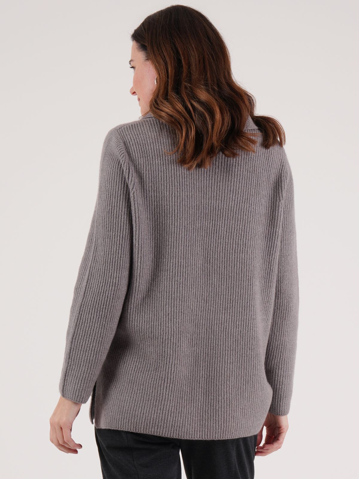 TIGI 14/16 Grey Flint Cable Detail Cowl Neck Jumper - T25-16F