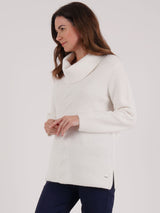 TIGI 10/12 Ivory Cable Detail Cowl Neck Jumper - T25-16G