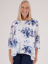 TIGI 10/12 Blue Two Layer Floral Top - T25-30A