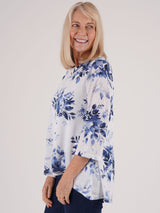 TIGI 18/20 Blue Two Layer Floral Top - T25-30A