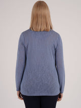 TIGI 10/12 Blue Tonal Paisley Mock Cardi Tunic - T25-30B