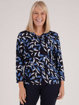 TIGI 14/16 Navy Blue Lily Drape Neck Top - T25-30C