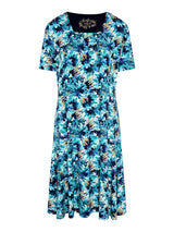 TIGI 10/12 Blue Splash Leaf All-over Print Dress - T25-30E