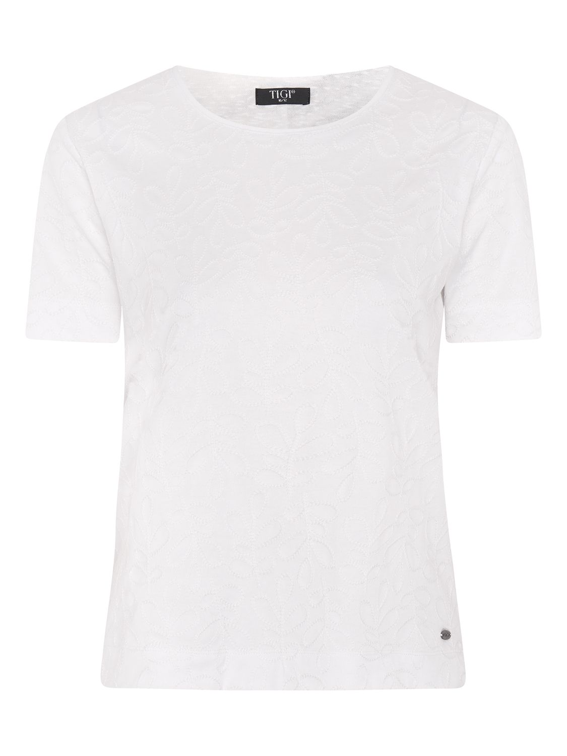 TIGI 18/20 White All Over Leaf Embroidery Top - T25-31A