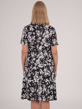 TIGI 10/12 Charcoal Floral All-over-print V Neck Dress - T25-31E