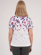 TIGI 10/12 Lilac Cascade Border Print Top - T25-32A