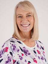 TIGI 10/12 Lilac Cascade Border Print Top - T25-32A