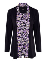 TIGI 10/12 Lilac Tonal Brushstroke Floral Mock Cardigan Top - T25-32D