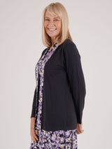 TIGI 14/16 Lilac Tonal Brushstroke Floral Mock Cardigan Top - T25-32D