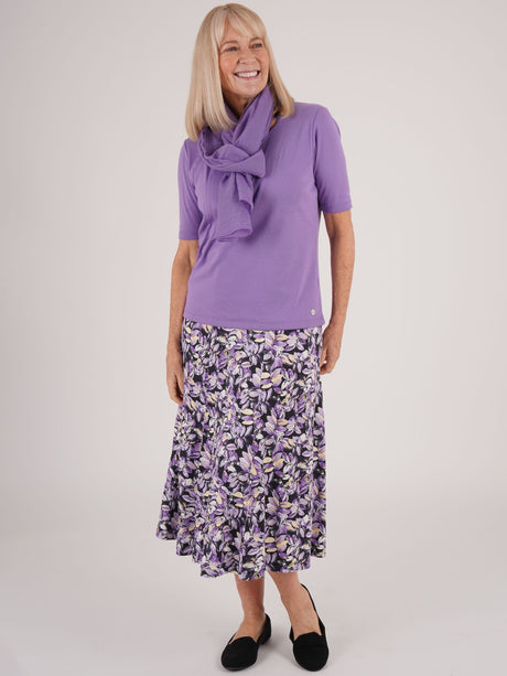 TIGI 10/12 Short Lilac Impressionist Floral Skirt - T25-32ES