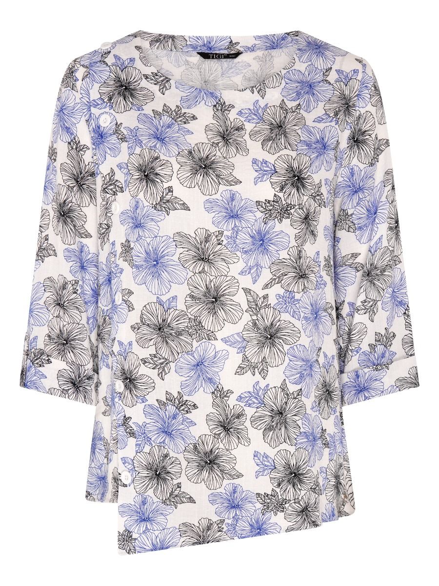 TIGI 10/12 Ultramarine Linear Floral Asymmetric Top - T25-33E