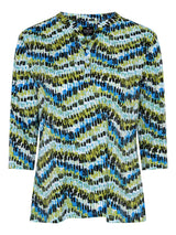 TIGI 18/20 Green Abstract Notch Neckline Top - T25-34A