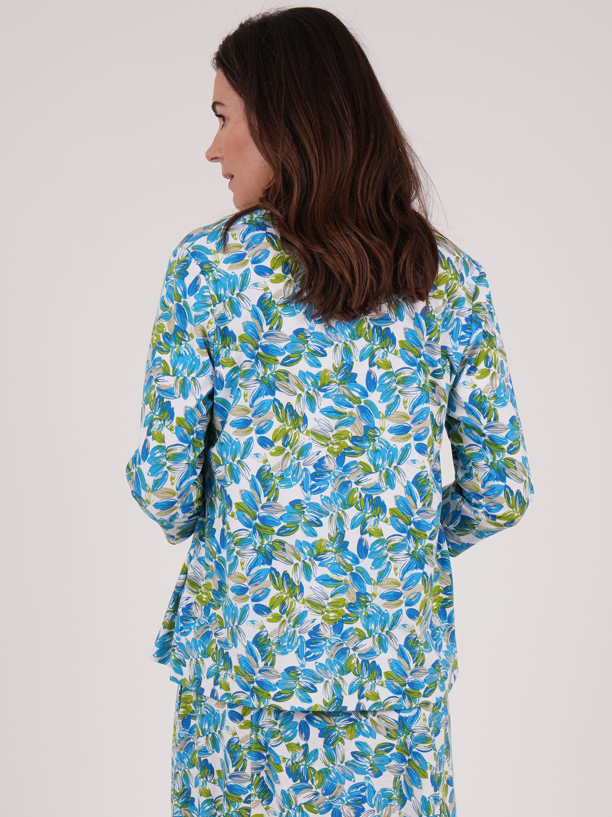 TIGI 14/16 Blue/Green Floral All-over Print Cardigan - T25-34C
