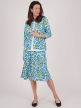 TIGI 14/16 Regular Blue/Green Floral Button Skirt - T25-34DR