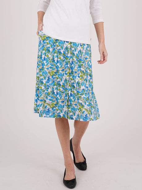 TIGI 10/12 Regular Blue/Green Floral Button Skirt - T25-34DR