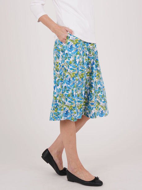 TIGI 10/12 Regular Blue/Green Floral Button Skirt - T25-34DR