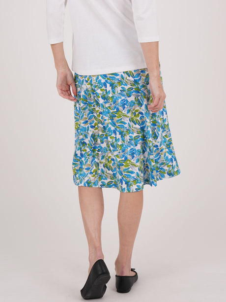 TIGI 14/16 Short Blue/Green Floral Button Skirt - T25-34DS
