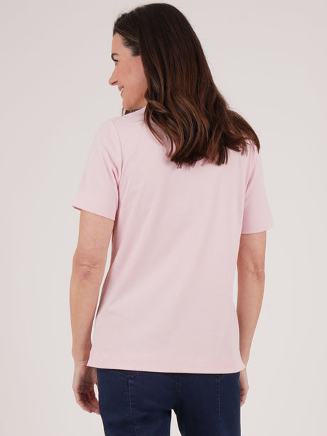 TIGI 14/16 Pink Beaded Neck Trim Top - T25-35A