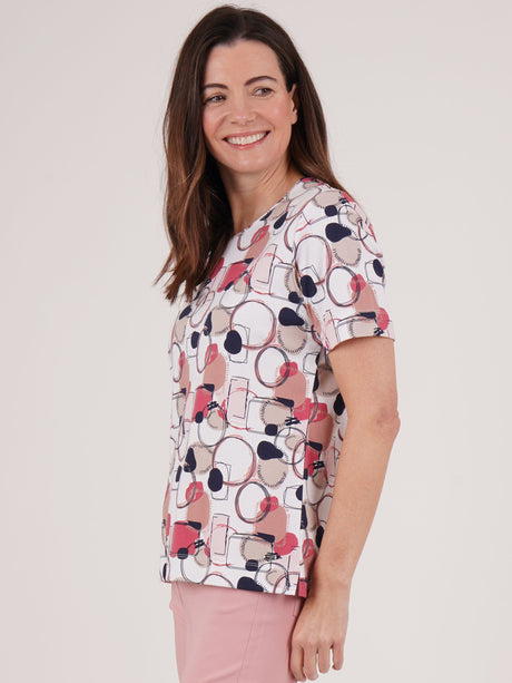 TIGI 14/16 Rose Pink Mod Eco All-over Print Top - T25-35C
