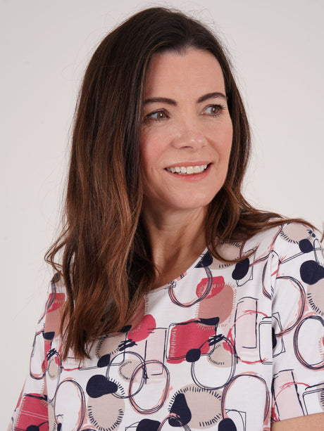 TIGI 14/16 Rose Pink Mod Eco All-over Print Top - T25-35C