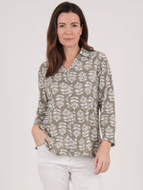 TIGI 18/20 Sage Green Mod-eco Leaf Print Shirt - T25-37D