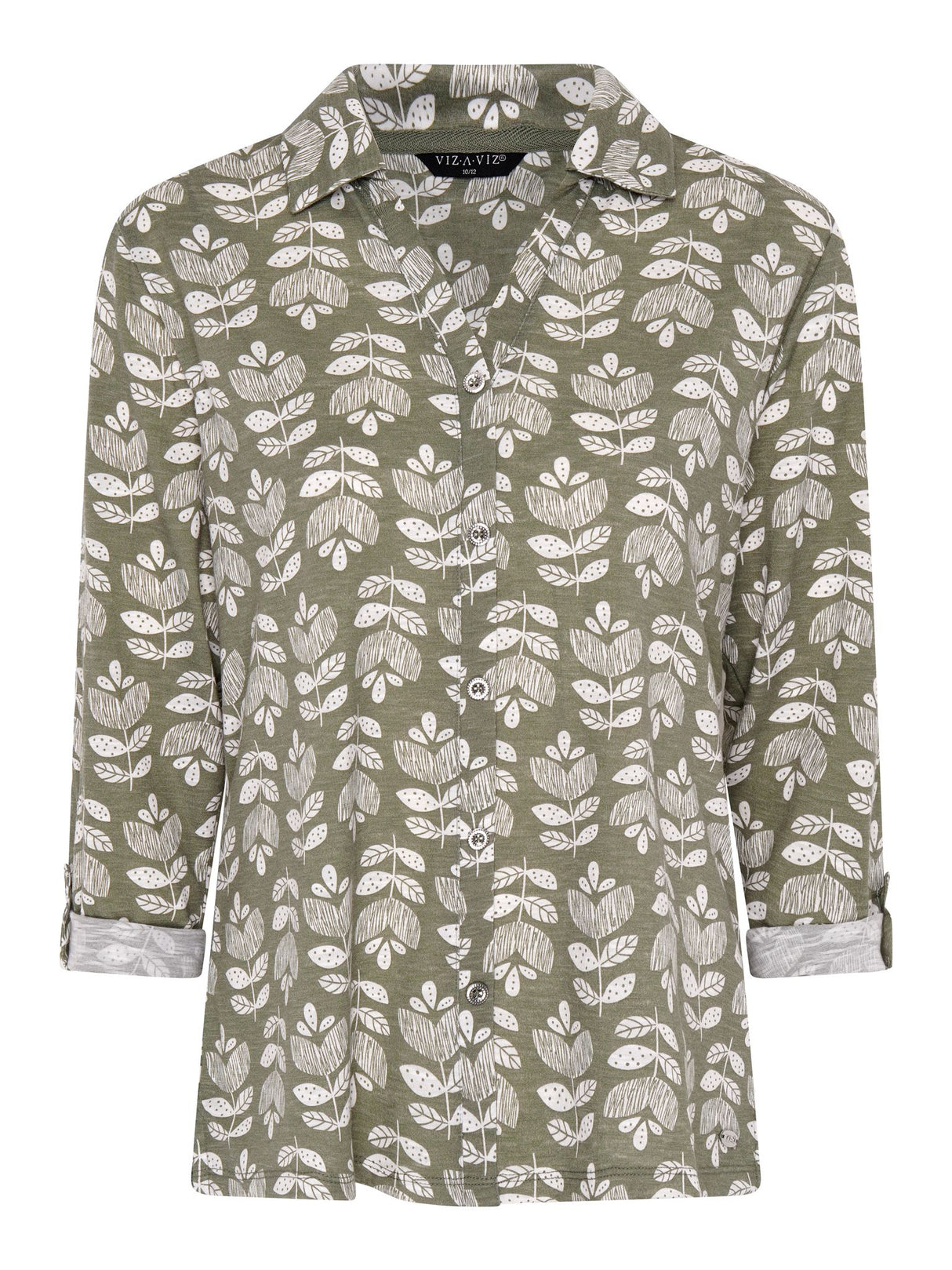 TIGI 14/16 Sage Green Mod-eco Leaf Print Shirt - T25-37D
