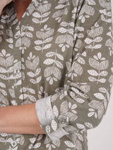 TIGI 10/12 Sage Green Mod-eco Leaf Print Shirt - T25-37D