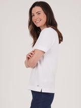 TIGI 18/20 White Butterfly Floral Embellished Short Sleeved Top - T25-38D