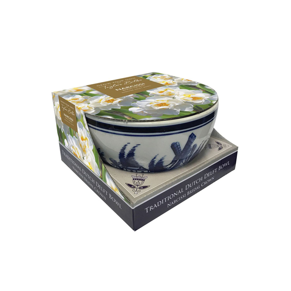 Taylors 4 Bridal Crown Narcissi Delft Bowl Indoor Bulb Gift Set