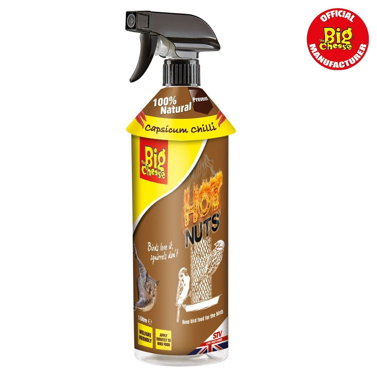 The Big Cheese 1 Litre Hot Nuts Squirrel Repellent - Old Railway Line Garden Centre