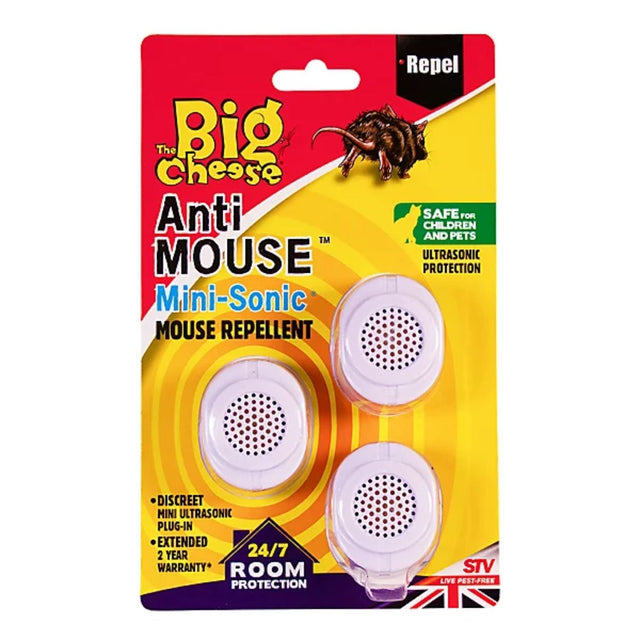 The Big Cheese Mouse Out Mini - Sonic Mouse Repellent - 3 - Pack - Old Railway Line Garden Centre