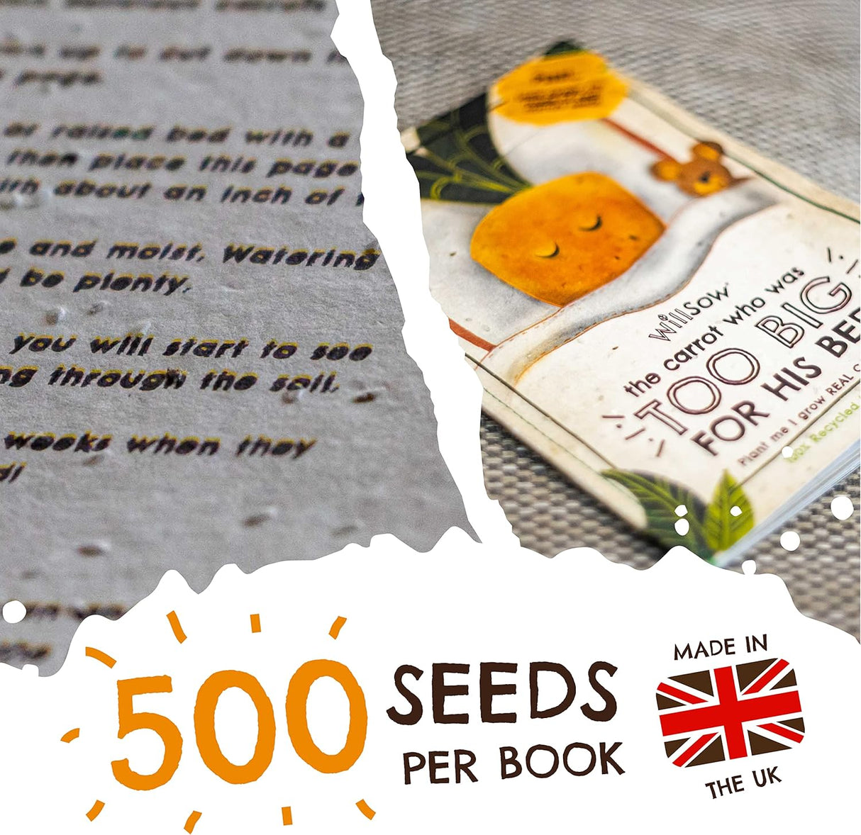 The Carrot Who Was Too Big For His Bed Plantable Childrens Book by Thomas Willday