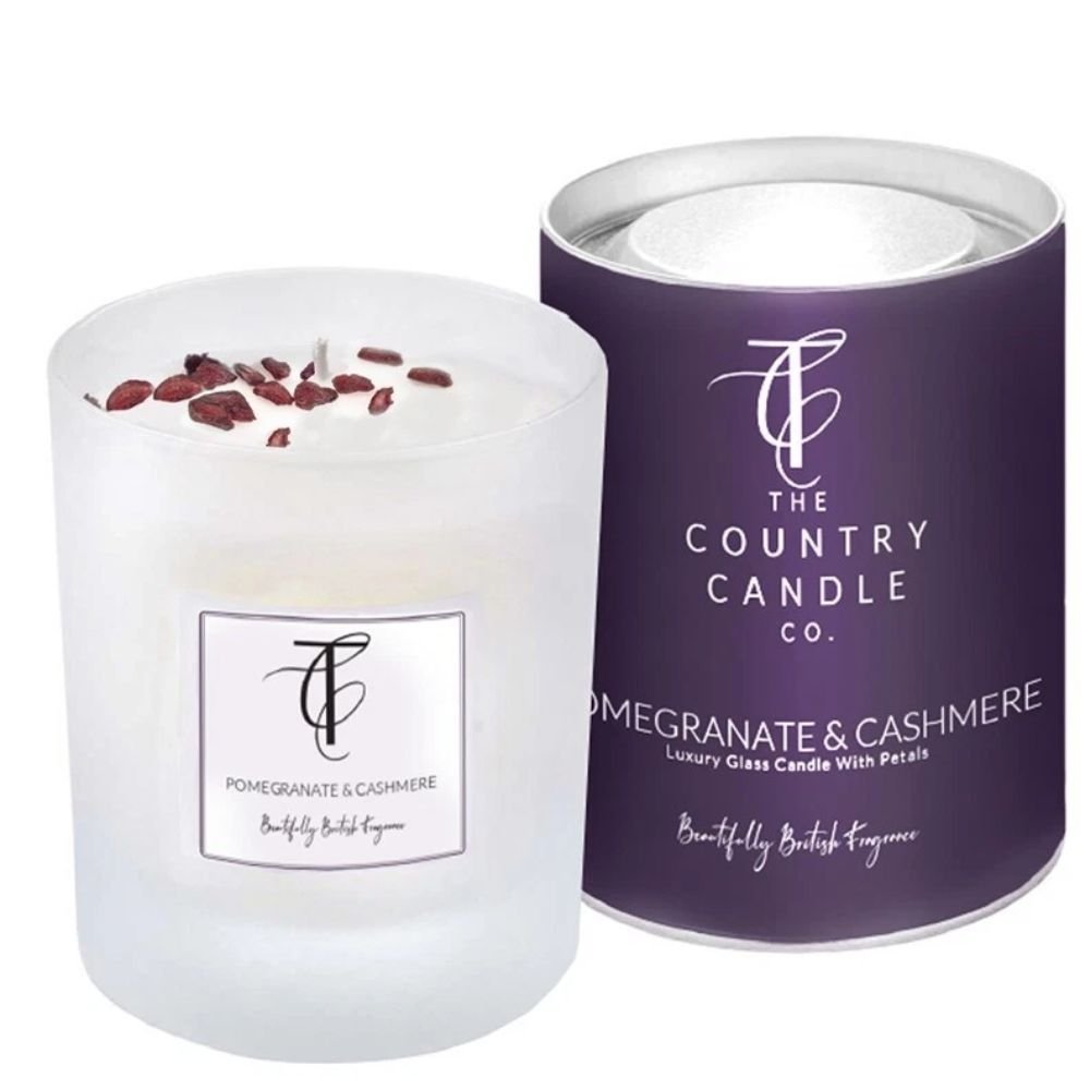 The Country Candle Co 30cl Pomegranate & Cashmere Glass Candle - Old Railway Line Garden Centre
